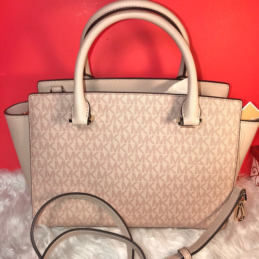 🌺 NEW MK MICHAEL KORS SIGNATURE SELMA SATCHEL - Picture 2 of 7